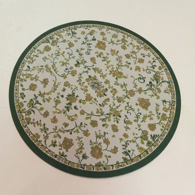 RESALE SHOP - Sam's World Gouldenlabel Large Round 8" x 8" Green & White Floral Allover Rug - SAM-LC003-NS7334