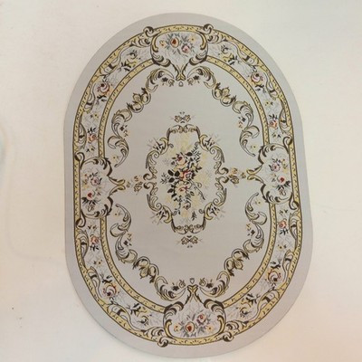 RESALE SHOP - Sam's World Gouldenlabel Large Oval 8" x 10" White Bordered Rug - SAM-LO003-NS7354