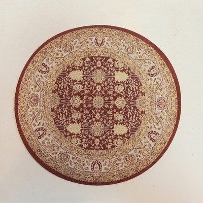 RESALE SHOP - Sam's World Gouldenlabel Medium Round 6" x 6" Red & Cream Bordered Rug - SAM-MC001-NS7339