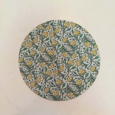 RESALE SHOP - Sam's World Gouldenlabel Medium Round 6" x 6" Green & White Floral Allover Rug - SAM-MC002-NS7340