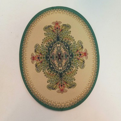 RESALE SHOP - Sam's World Gouldenlabel Medium Oval 6" x 7.5" Peacock Medallion Rug - SAM-MO001-NS7358