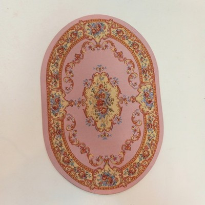RESALE SHOP - Sam's World Gouldenlabel Medium Oval 6" x 9" Pink Bordered Rug - SAM-MO005-NS7362