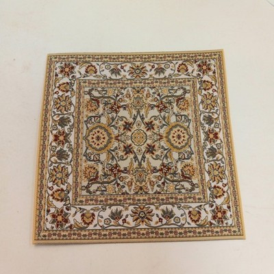 RESALE SHOP - Sam's World Gouldenlabel Medium Square 6" x 6" Gold Wildflower Bordered Rug - SAM-MS005-NS7327