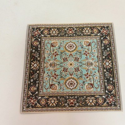 RESALE SHOP - Sam's World Gouldenlabel Medium Square 6" x 6" Turquoise Wildflower Bordered Rug - SAM-MS007-NS7329