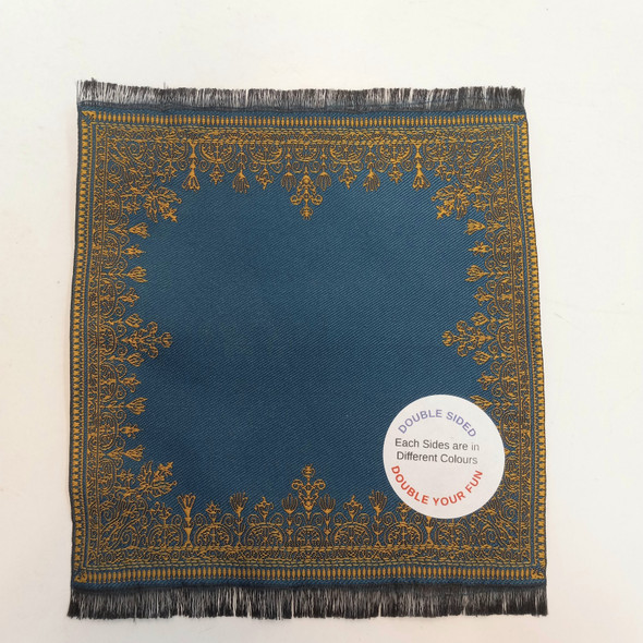 RESALE SHOP - Sam's World Gouldenlabel Medium Square 6" x 6" Double-Sided Blue & Gold Rug - SAM-MS009-NS7388