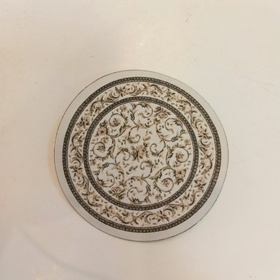RESALE SHOP - Sam's World Gouldenlabel Small Round 4" x 4" White Floral Bordered Rug - SAM-SC004-NS7349