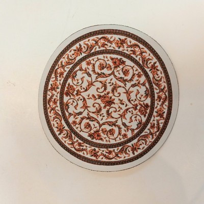 RESALE SHOP - Sam's World Gouldenlabel Small Round 4" x 4" Orange Floral Bordered Rug - SAM-SC005-NS7350
