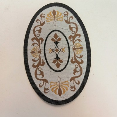 RESALE SHOP - Sam's World Gouldenlabel Small Oval 3.5" x 5" Gray & Gold Bordered Rug - SAM-SO003-NS7365