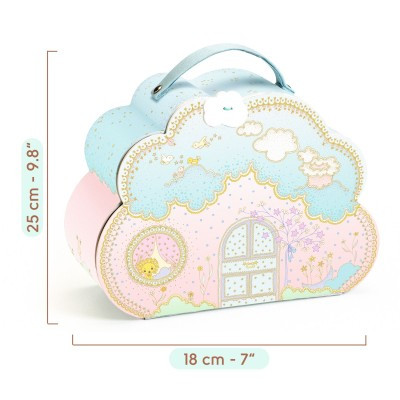 OakridgeStores.com | Djeco - Tinyly Sunny & Mia House - Cloud Carry Case Dollhouse Playset with Figurine for Ages 4+ - 06953 3070900069534