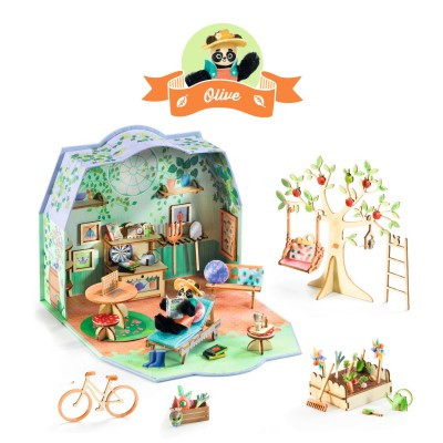 OakridgeStores.com | Djeco - Tinyly Mi House - Olive - Paint & Assemble Miniature Model Kit for Ages 4+ - 08032 3070900080324