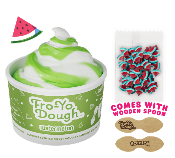 OakridgeStores.com | Scentco - Watermelon Fro-Yo Dough - Scented Fidget Sensory Dough, Single-Serving Cup w/ Mix-Ins & Spoon - FYSD05 692046922048