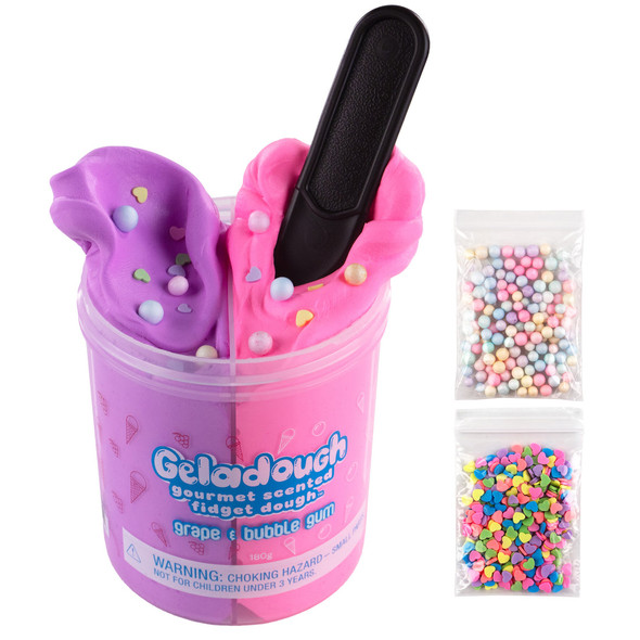 OakridgeStores.com | Scentco - Grape & Bubble Gum Geladough - Aromatherapy Scented Sensory Dough for Ages 3+, 180g Kit w/ Mix-Ins & Spoon - GDAD02 692046901191