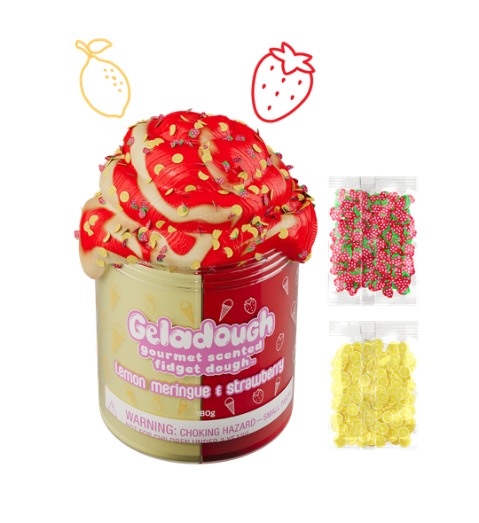 OakridgeStores.com | Scentco - Lemon Meringue & Strawberry Geladough - Aromatherapy Scented Sensory Dough for Ages 3+, 180g Kit w/ Mix-Ins & Spoon - GDAD03 692046901283