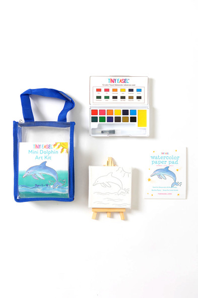 OakridgeStores.com | Tiny Easel - Mini Dolphin Art Kit - Watercolor Paint Set - 35583 860012355839