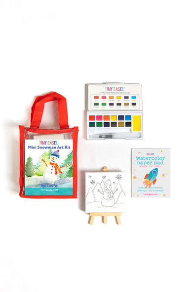 OakridgeStores.com | Tiny Easel - Mini Snowman Art Kit - Watercolor Travel Kit with Case - 91421 850072914213