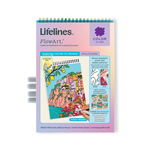 OakridgeStores.com | Lifelines - FlowArt - Color-to-Reveal, Citrus Coastlines - Scented Markers - 16-3202 810076213743