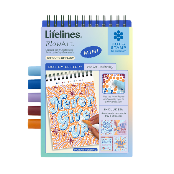 OakridgeStores.com | Lifelines - FlowArt Mini: Pocket Positivity - Dot-by-Letter Guided Art Pad with Markers - 20-3227 810076213996