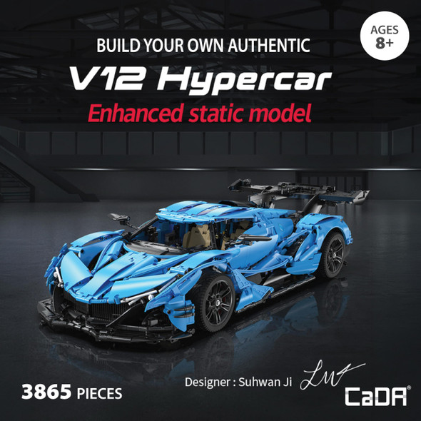 OakridgeStores.com | Thin Air Brands - CaDA Helios V12 Sports Car Building Kit - 1:8 Hypercar Model for Ages 14+, 3,865 pcs - C267 850080672679