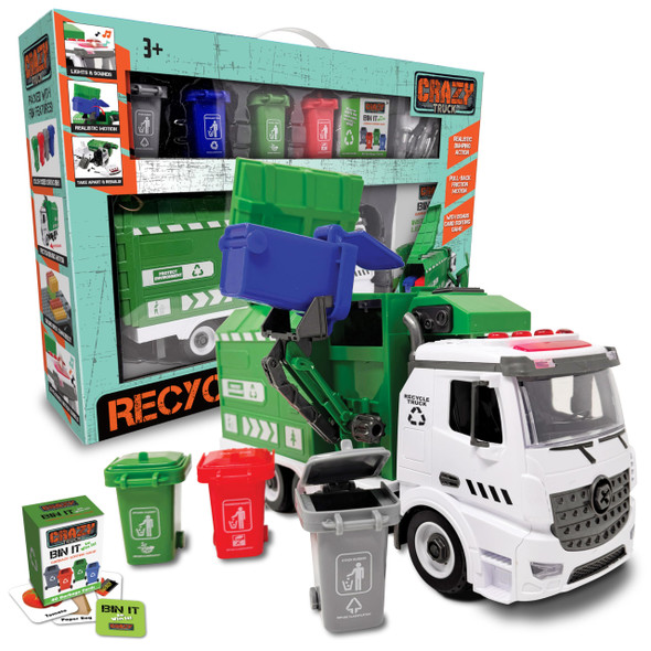 OakridgeStores.com | Thin Air Brands - Crazy Truck Recycling Garbage Truck Toy - 1:16 Scale Lights & Sounds DIY Take-Apart - CT167 850062841673