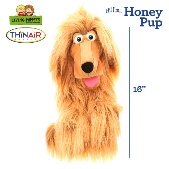 OakridgeStores.com | Thin Air Brands - Honey Pup Dog Hand Puppet - 16-inch Soft Plush w/ Movable Mouth & Head - LP462 850072174624