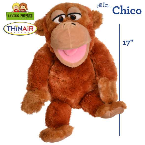 OakridgeStores.com | Thin Air Brands - Chico Monkey Hand Puppet - 17-inch Soft Plush w/ Movable Mouth & Head - LP466 850072174662