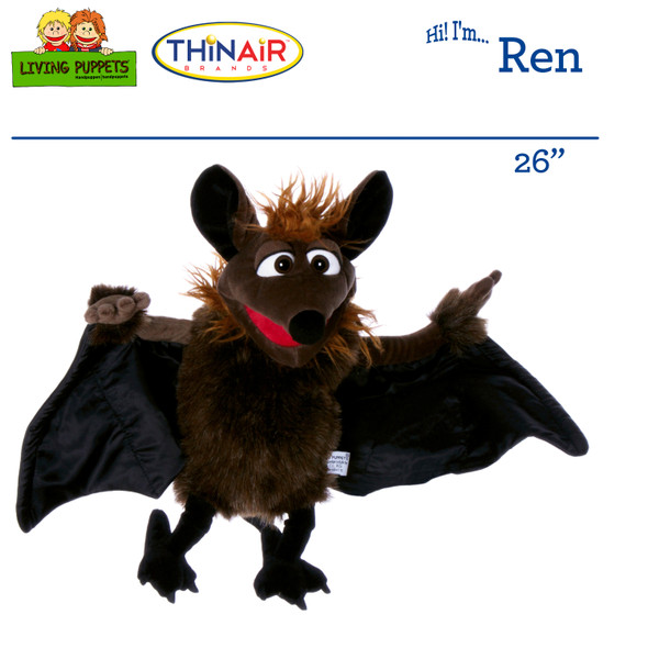 OakridgeStores.com | Thin Air Brands - Living Puppets Ren the Bat 26 inches - Plush Hand Puppet for Imaginative Play - LP692 850044886920