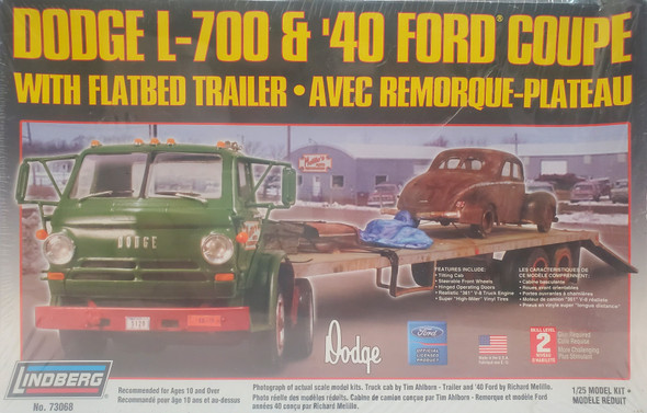 OakridgeStores.com | RESALE SHOP - Lindberg 1:25 Dodge L-700 & '40 Ford Coupe w/ Flatbed Trailer Model Kit #73068 - BREV-LIND73068-NS8086 CNSG858280730687
