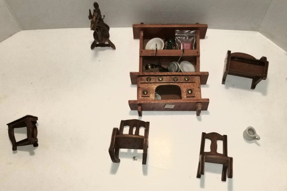 OakridgeStores.com | RESALE SHOP - Lot of Vtg.1/6 Wood Dollhouse Appliances Chair Dresser,Cabinet,Music Box, Misc. - DARU-WOODAPPL-U7583