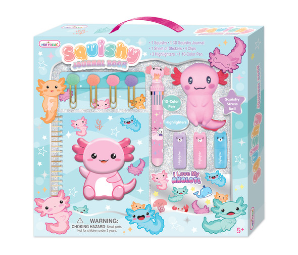 OakridgeStores.com | Hot Focus - Squishy Journal Book, Critters Axolotle - Kids Stationery Set with 3D Cover - 253CR 842817071282