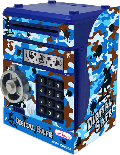 OakridgeStores.com | Hot Focus - Digital Safe, Blue Camo - Electronic Toy Safe Bank - 420CAMO 842817058818