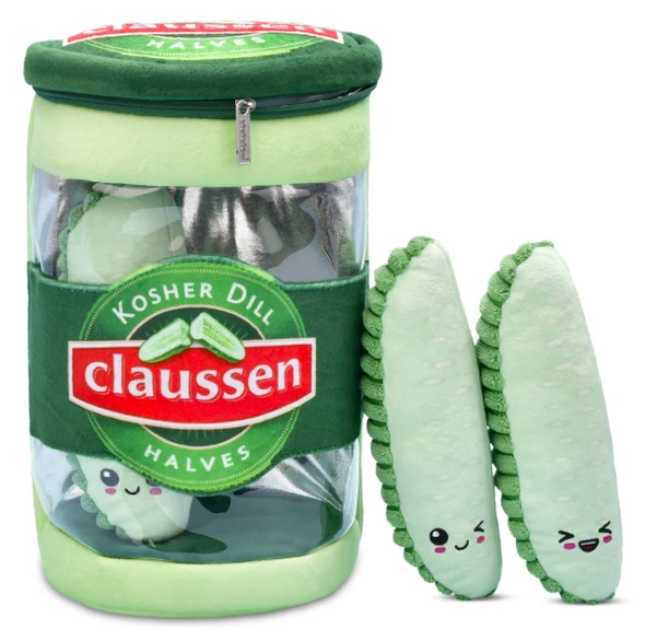 OakridgeStores.com | IScream - Dill Pickle Spears Pillow Set with 3 Plush Mini Pillows - Zipper-Top Jar Plush - 780-4809 810189561359