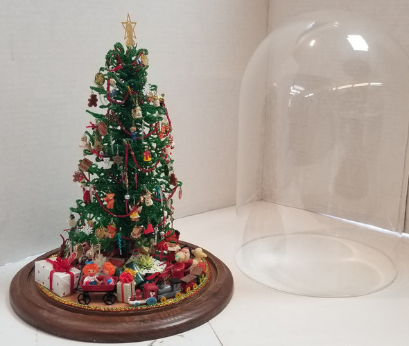 OakridgeStores.com | RESALE SHOP - VTG OOAK Xmas Tree with gifts and decor in dome display 1:12 - artisan made - BABE-XMASGALORE-LN7561