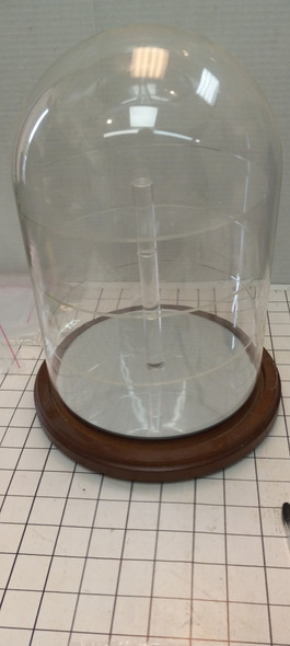 OakridgeStores.com | RESALE SHOP - Lazy Susan Glass Dome with Walnut Base for Miniatures with interior shelves - BOST-DOME-LN7549