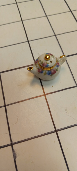 OakridgeStores.com | RESALE SHOP - Vintage Minature Porcelain Tea Pot 1:12 Scale By English RM -Floral Design - BOST-T3-LN7523