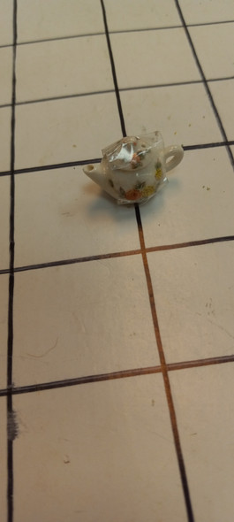 OakridgeStores.com | RESALE SHOP - Unbranded 1:12 White Teapot with Yellow and Red Flower Design - removable lid - BOST-YELRED-LN7514
