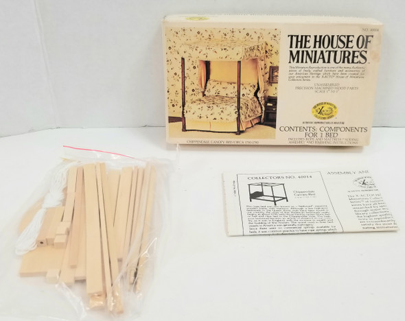 OakridgeStores.com | RESALE SHOP - VTG House Of Miniatures Chippendale Canopy Bed 1:12 (mid 1700s Rep.) #40014 Kit - DARU-40014-NOB7548