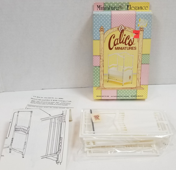 OakridgeStores.com | RESALE SHOP - VTG Calico Miniatures Crib with frame Spring Mattress Decal 1:12 #N104 Kit - DARU-N104-NOB7553