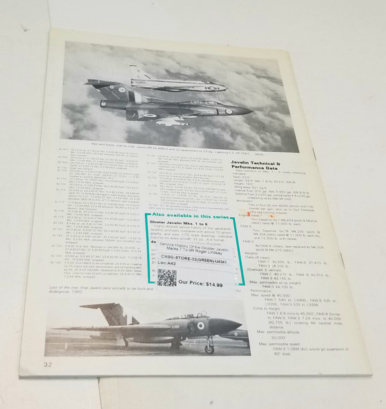 OakridgeStores.com | RESALE SHOP - Service History Of the Gloster Javelin Marks 7 To 9R Roger Lindsay - STORE-32(GREEN)-LN6210