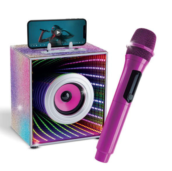 OakridgeStores.com | Wireless Express - Pop Star Infinity - Portable Bluetooth Karaoke Speaker & Wireless Mic w/ LED Lights - IKPOP 850030392916