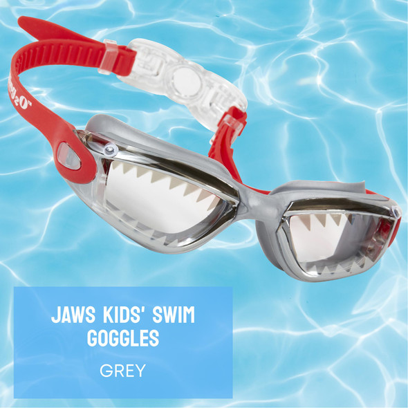 OakridgeStores.com | Bling2O - Jawsome Kids Swim Goggles - Shark Grey, UV & Anti-Fog for Ages 6+ - 001B-JAWS8B-6703 850294006703