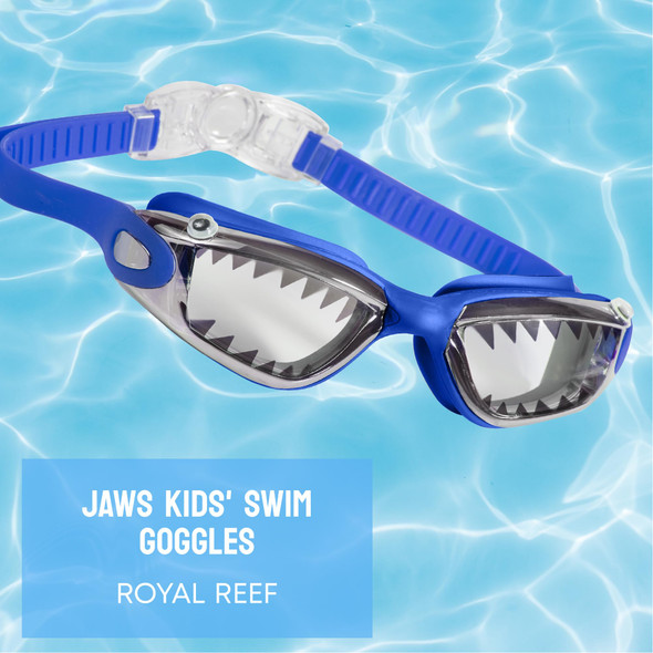 OakridgeStores.com | Bling2O - Jawsome Royal Reef Kids' Swim Goggles - Ages 6+, UV & Anti-Fog, Latex-Free, Hard Case - 001B-JAWS8B-6727 850294006727