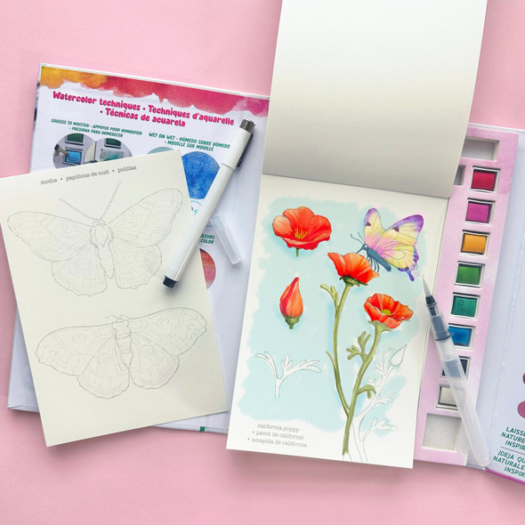 OakridgeStores.com | BRIGHT STRIPES - Watercolor Journal Flora - Watercolor Travel Set - BT-B02 810169162453