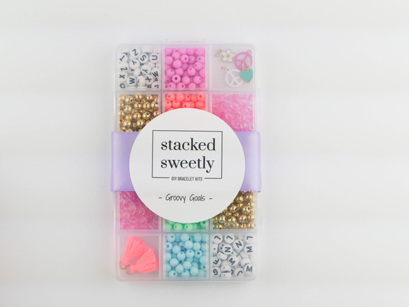 OakridgeStores.com | Stacked Sweetly - Groovy Goals - DIY Stretchy Bracelet Craft Kit - KTF008