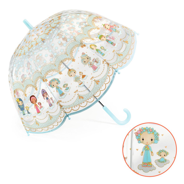 OakridgeStores.com | Djeco - Tinyly - Children's Transparent Umbrella w/ Safety Manual Open, Fiberglass Frame - DD04714