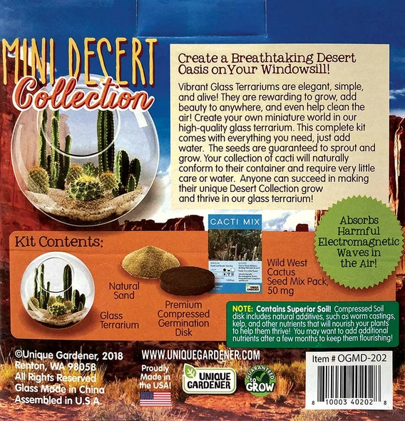 OakridgeStores.com | Toys By Nature - Mini Desert Collection - Cacti Glass Terrarium Seed Kit - OGMD-202 810003402028