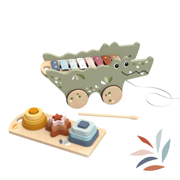 OakridgeStores.com | Speedy Monkey - Croco Xylo & Activity Pull Along - Wooden Music & Movement Toy - SP1055 850074240273