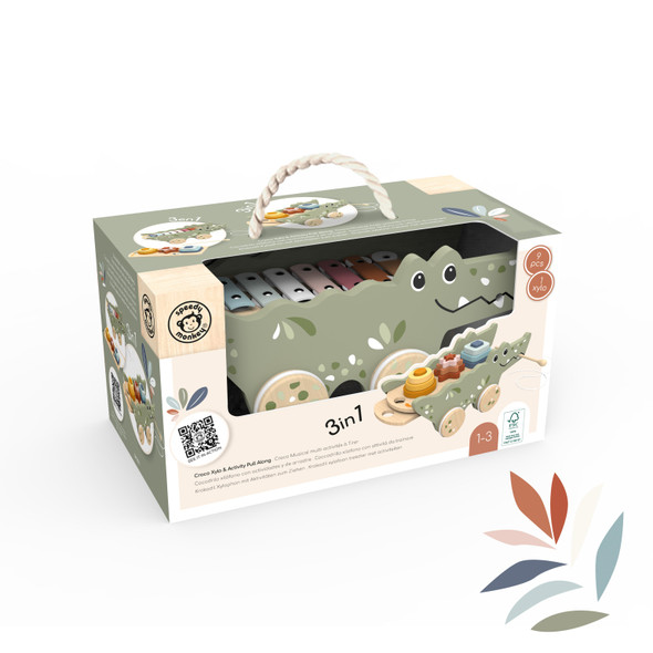OakridgeStores.com | Speedy Monkey - Croco Xylo & Activity Pull Along - Wooden Music & Movement Toy - SP1055 850074240273
