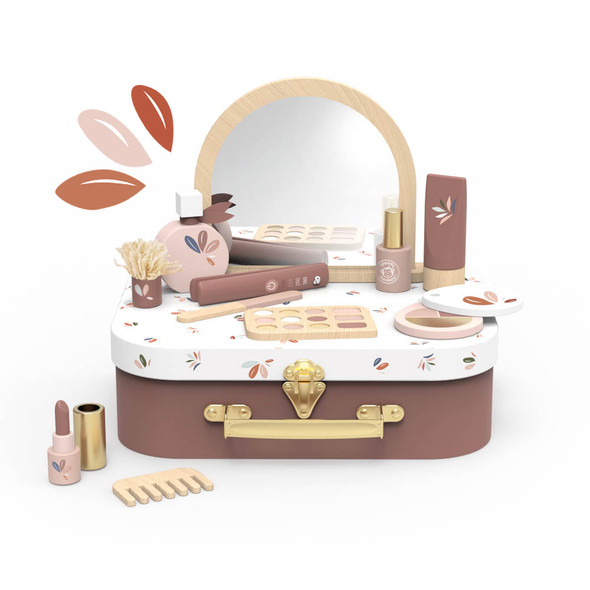OakridgeStores.com | Speedy Monkey - Beauty Suitcase - Wooden Pretend Makeup Role-Play Kit, 12 pcs for Ages 3+ - SP3019 850047013941