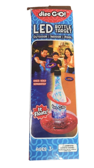 Disc GO! - Red Confetti LED Bottle Target Base - Outdoor Toss Game Accessory - BOT-RC