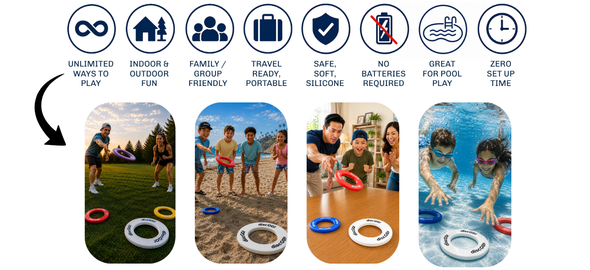 Disc GO! - Red White Blue 9 Disc Game Pack - Mini Silicone Disc Toss Game - OG-RWB
